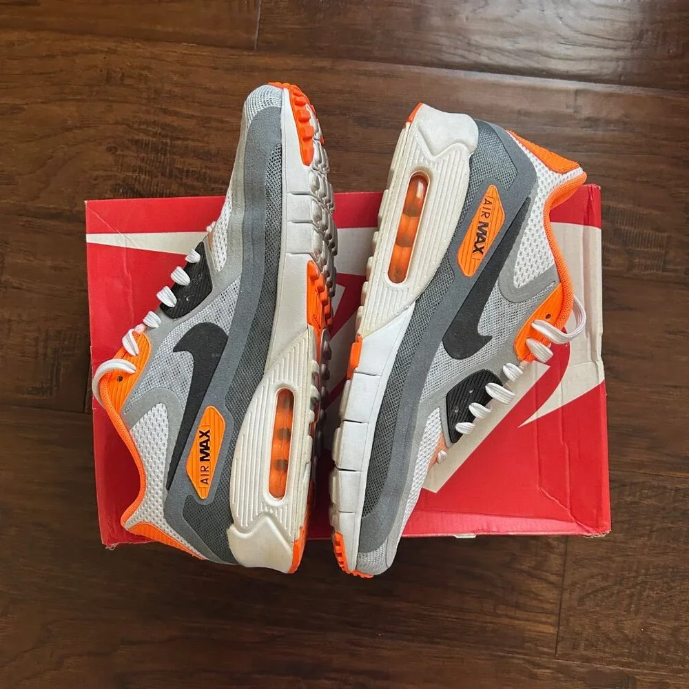 Nike Air Max 90 BR Breathe mens size 9 wolf grey and orange 644204-108 w/ box - Picture 4 of 11